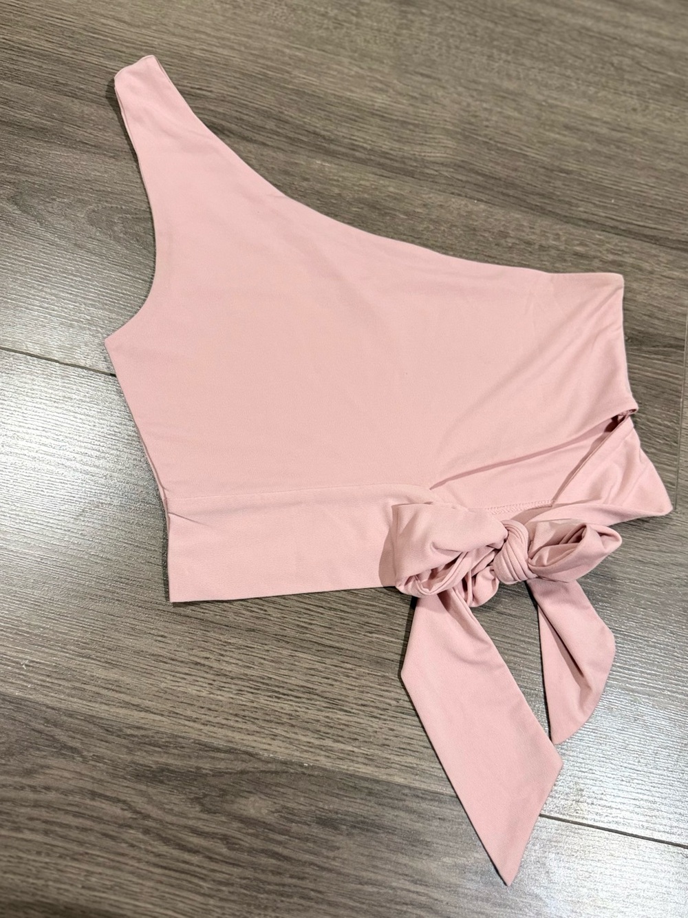 Love Tree Blush One-Shoulder Tie-Side Crop Top